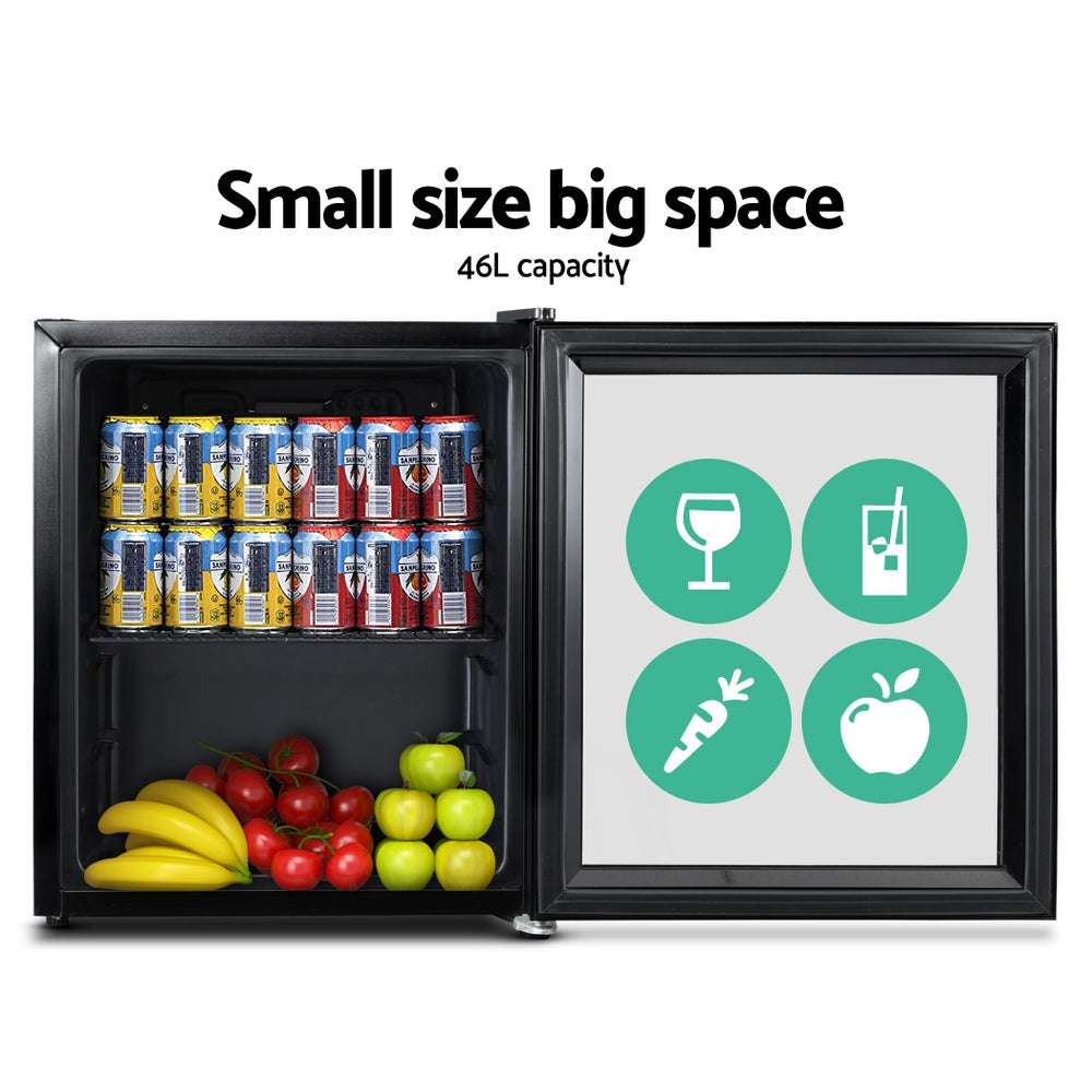 Devanti 46L Bar Fridge Glass Door Black-2