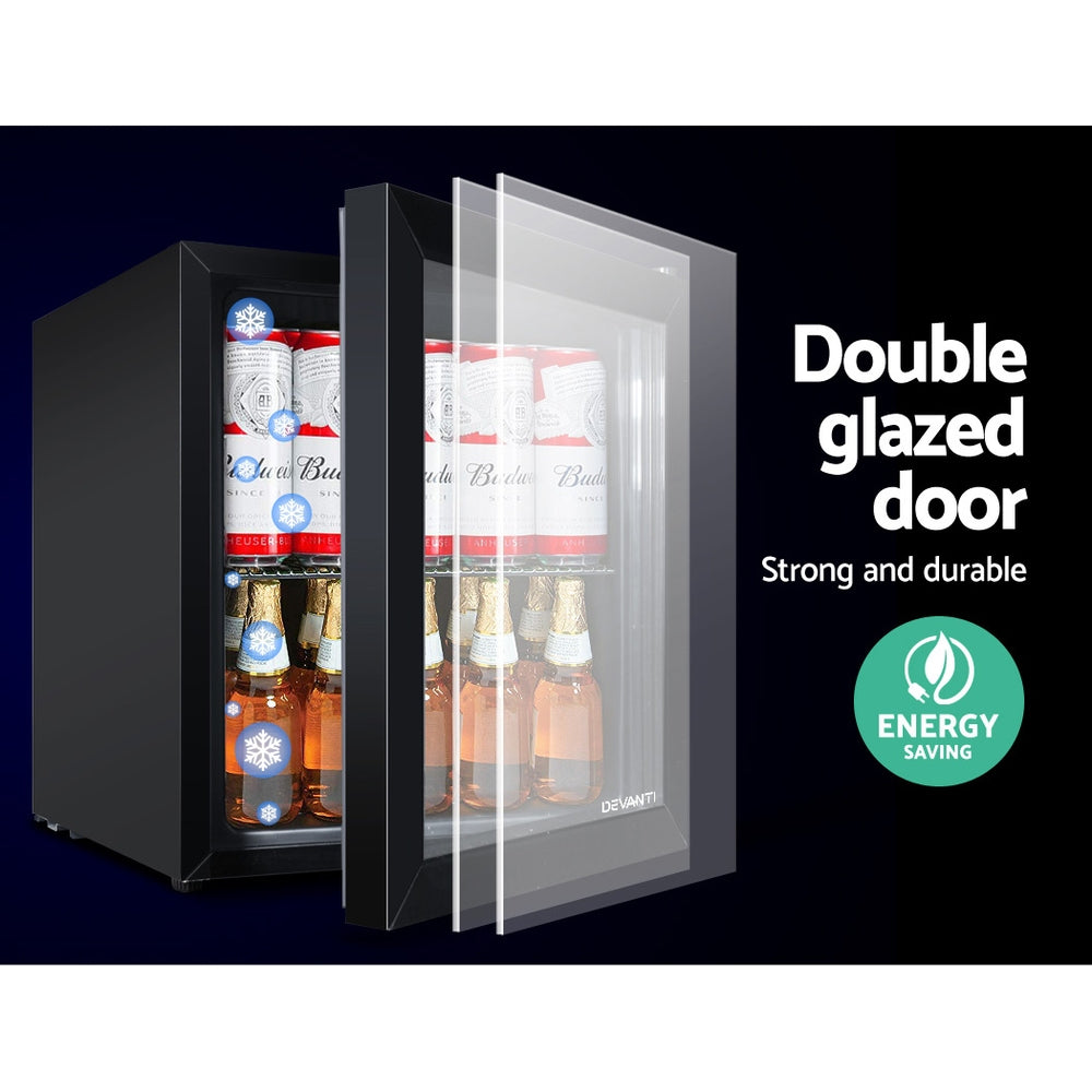 Devanti 46L Bar Fridge Glass Door Black-4