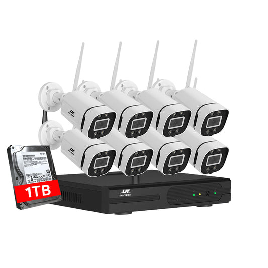 UL-tech Wireless CCTV Security System 8CH NVR 3MP 8 Square Cameras 1TB-0